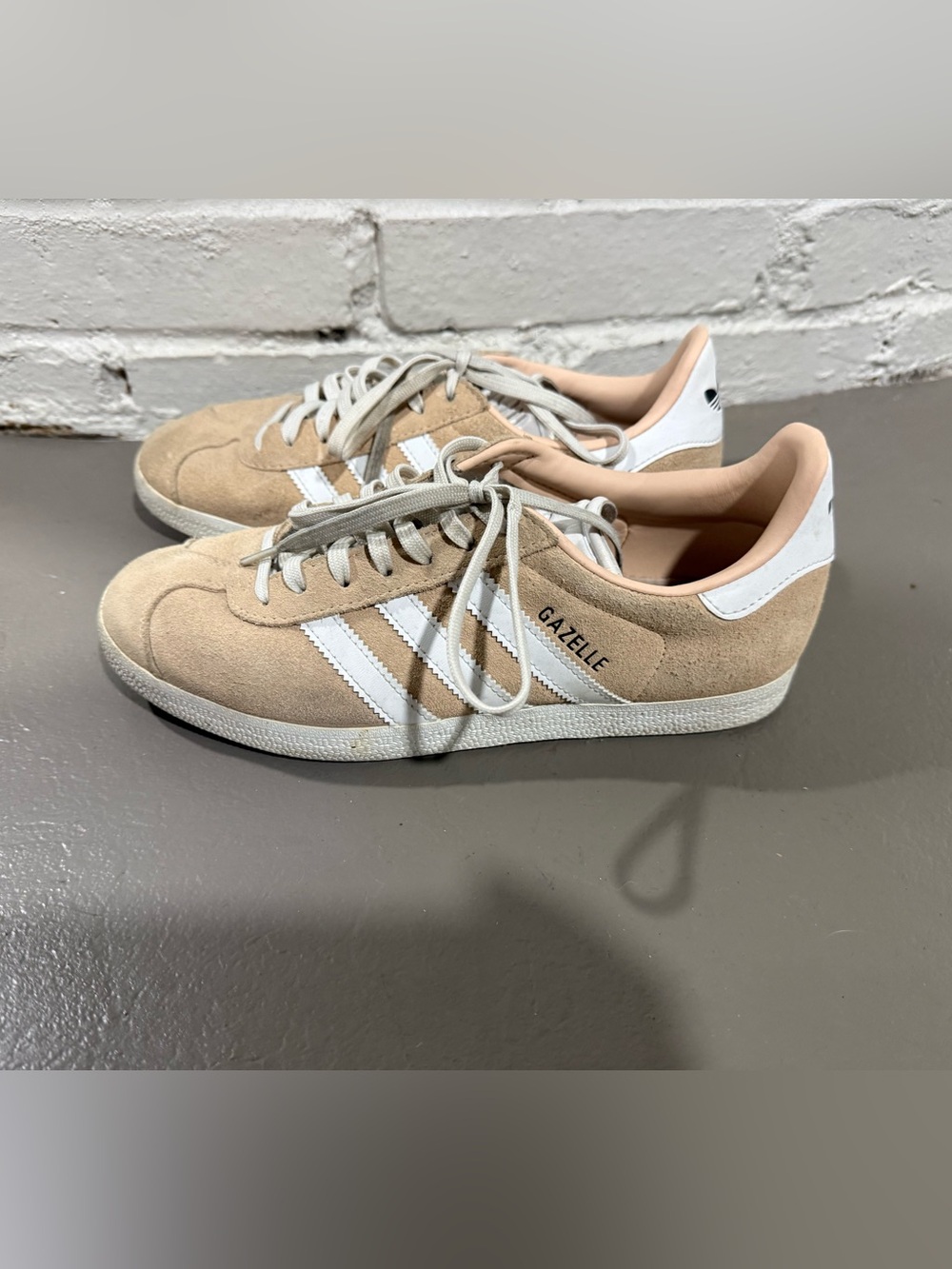 adidas Gazelle Women’s Suede Sneakers in Beige and White